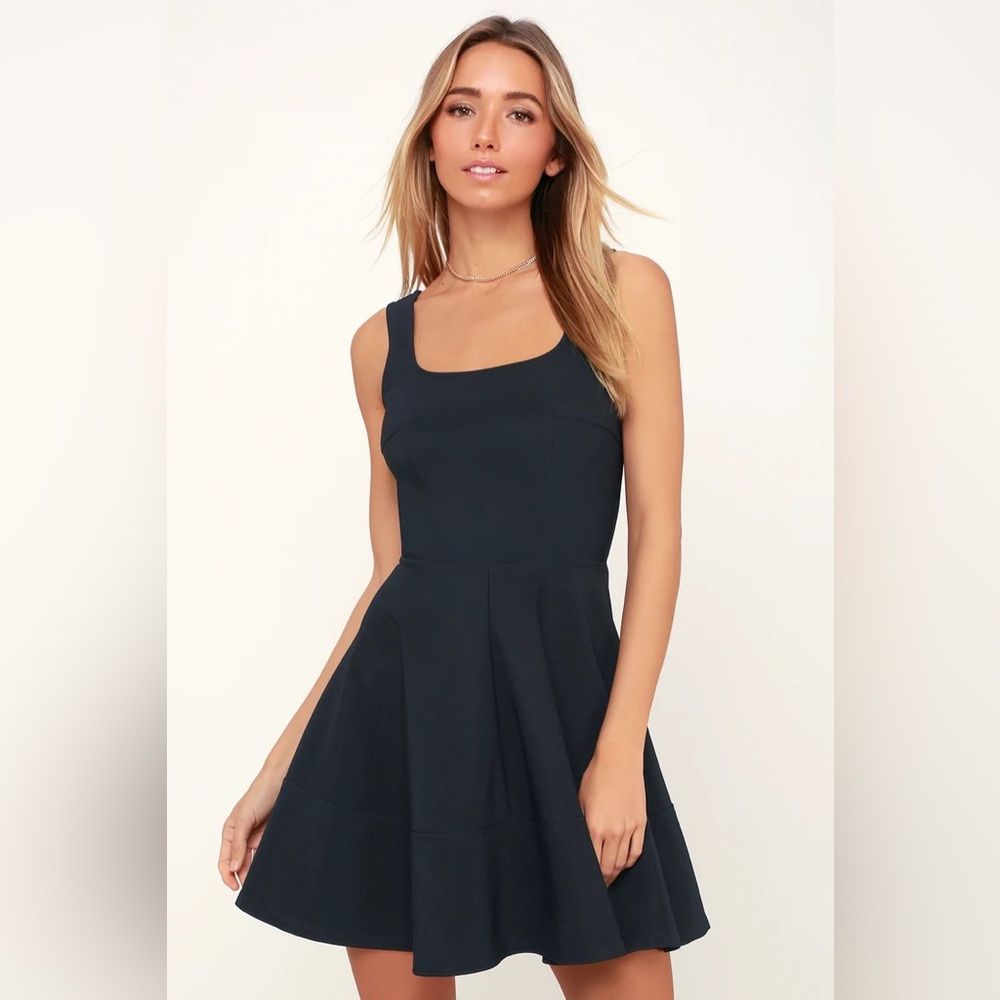 Lulu’s Home Before Daylight Navy Blue Dress Size Xs Euc